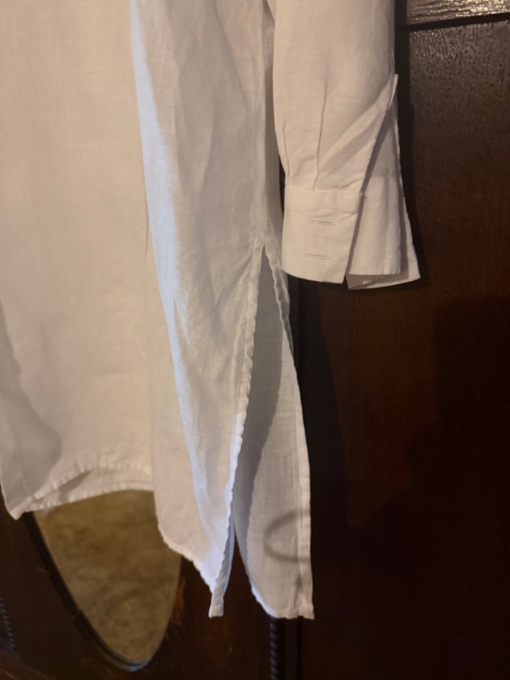 Eileen Fisher Shirt Womens -M- White Linen Button Front Long Sleeve Tunic Top - Picture 3 of 9
